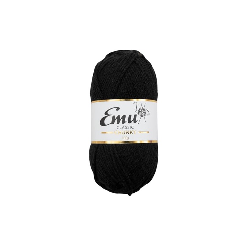 Emu Classic Chunky Acrylic Yarn 100g Ball 164m, Black -