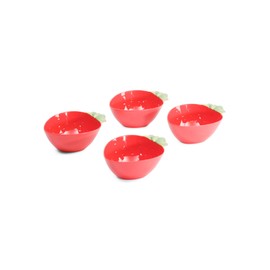 C&C California Strawberry Shaped Melamine Bowls, 7 inch, Red, Set of 4