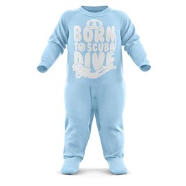 Born to Scuba Dive Future Scuba Diver Baby Romper Suit - Scuba Diving First Birthday Present - Newborn Romper, Light Blue, 0-3 Months