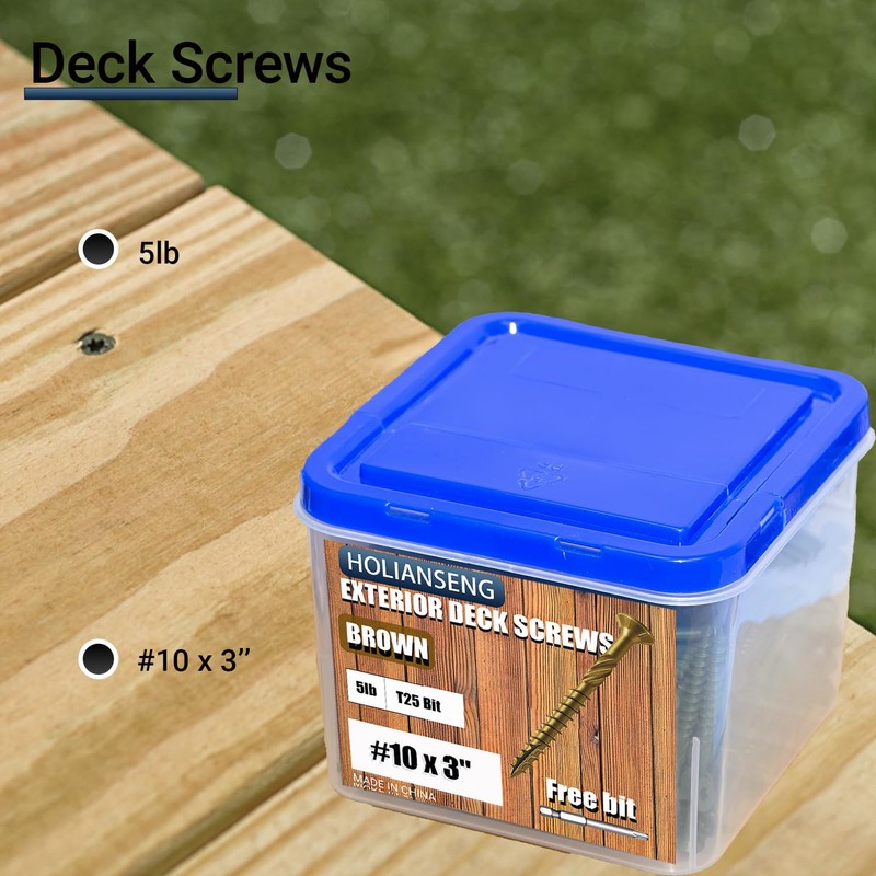 Deck Screws 3 Inch, #10 x 3, 5lb, Rust Resistant,