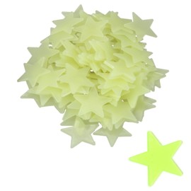 Niuhong Fluorescent Wall Stickers, Pack of 100 Luminous Stars Glow Dark 3D Star Stickers Decoration Star Wall Sticker Room Bedroom Ceiling Decals Switch Sticker (Yellow)