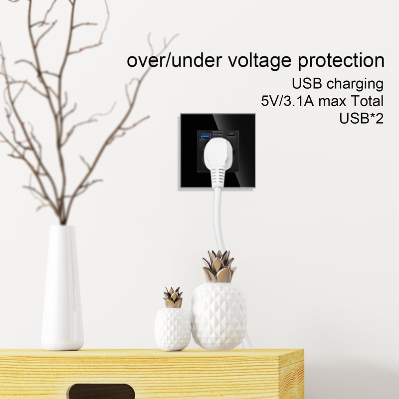 JIMEIDA Single Socket with USB 20 W Fast Charging Black,