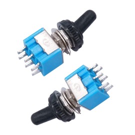 Taiss / 10 pieces blue mini toggle switch 3-pin SPDT ON/ON 6A 125VAC 2 position + 10 pieces waterproof cap MTS-102+MZ