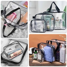 Transparent bag, cosmetic bag, transparent, toiletry bag, transparent, pack of 3, cosmetic bag, transparent with zip, toiletry bag transparent, clear, Clear pocket