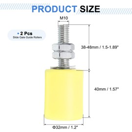 sourcing map 2Pcs Slide Gate Guide Roller, 1-5/8" Nylon Rollers Gate Support Assembly, Universal Rolling Gate Guider for Sliding Door, Yellow