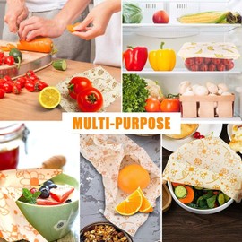 Beeswax Food Wrap (Set of 7) Sustainable Alternative to Aluminum Foil and Albal Paper - For Fruits, Vegetables, Bread, Cheese and Other Foods