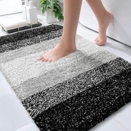 OLANLY OLANLY Bathroom Rugs Mat 34x21, Extra Soft Absorbent Microfiber Bath Rugs, Rubber Backing, Quick Dry, Machine Washable Bath Mats for Bathroom Floor, Tub, Shower and Home Decor Accessories, Black