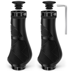 QEWRONE Mountain Bike Handlebar Grips Dual Lock-on Ergonomic Bicycles Grips, All-Weather MTB/BMX/Cruiser Grips with Non-Slip Pattern for/Road Bicycles (Black(130mm+130mm))