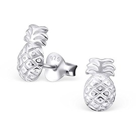 Laimons Women's Stud Earrings Pineapple Shiny Sterling Silver 925, Sterling Silver, No Gemstone