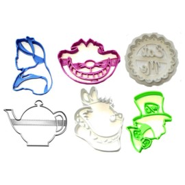 INSPIRED BY ALICE IN WONDERLAND THEME SET OF 6 COOKIE CUTTERS MADE IN USA PR1266