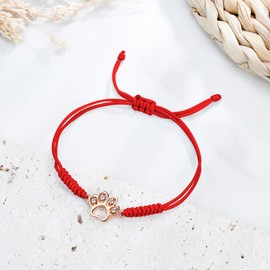 JENDEAR SHINE Dog Paw Bracelet for Women, Hand Braided Rope and Cute Paw Prints Charm Bracelet, Bracelet Gifts for Dog Lovers
