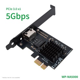 WisdPi PCIe 3.0 x1 5GbE Adapter (WP-NA5000) Realtek RTL8126 Wired LAN Network Connection 5G, 2.5G, 1G, 100Mbps