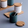OnePine Set of 2 Sugar Bowl, Ceramic Spice Jar Condiment