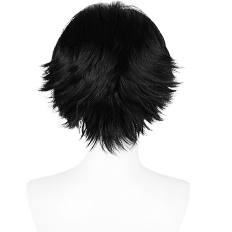 Aicos Dark Blue Cosplay Wig for Men Blue Short Anime