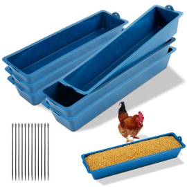 Maxdot 6 Pack Chicken Feeder Trough Removable Plastic Poultry Feeding Equipment Bucket for Chick Quail Duck Pigeons Removable Hanging Chicken Feed Trough, 16.5" Length