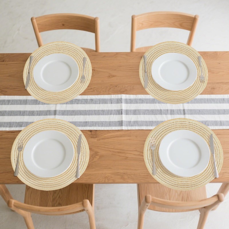MuuXii Round Placemats for Dining Table 15 Inch, Braided Cotton