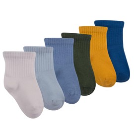 Petit Minou Bella Seamless-Toe Crew Socks, Cotton, Newborn Baby Infants Toddlers Kids Boys Girls Crew Socks (6-Pack) (US, Age, 6 Months, 12 Months, Marine)