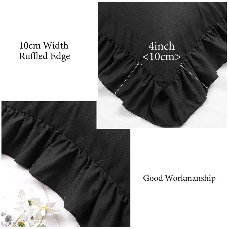 PiccoCasa Soft Microfiber Plain Bolster Pillowcase with Decorative Ruffle and