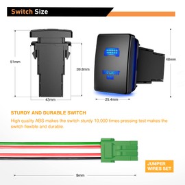 GOOACC LED Light BAR Push Button Switch 12V ON Off Switch with Connector Wire Kit 1.28" x 0.87" Replacement for Toyota Sequoia Highlander Tacoma Tundra 4Runner RAVR Yaris, 2 Years Warranty
