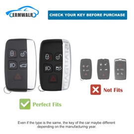ERMWALR Car Key Fob Cover Protection Fit for Land Rover LR4 Range Rover Sport Evoque Jaguar XF XJ XJL F-pace 5 Buttons Smart Key Fob Case with Key Fob Keychain (PW-Rov-R)