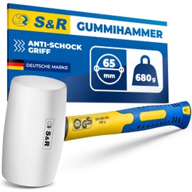 S&R Rubber Mallet White with Double Curved Handle Made from Stable Fibreglass