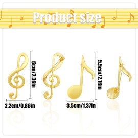 HAIKING Exquisite Brooches Pins, 2 PCS Musical Pins for Scarves, Jackets, Dresses, Suits, Musician Clothes Accessories(Gold)