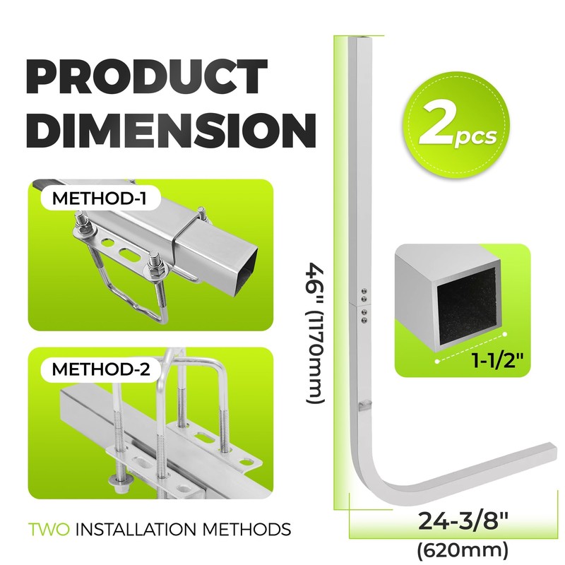 ECOTRIC One Pair Boat Trailer Square Guide On Poles Aluminum