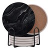 Dark Black Marble Round Coasters Set of 6 - Abosrbent