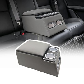 ZQULOYO Center Console Organizer with Cup Holder& Phone Holder for Car & Van & Truck Back Bench Seat Armrest Business Middle Storage Box (Grey)