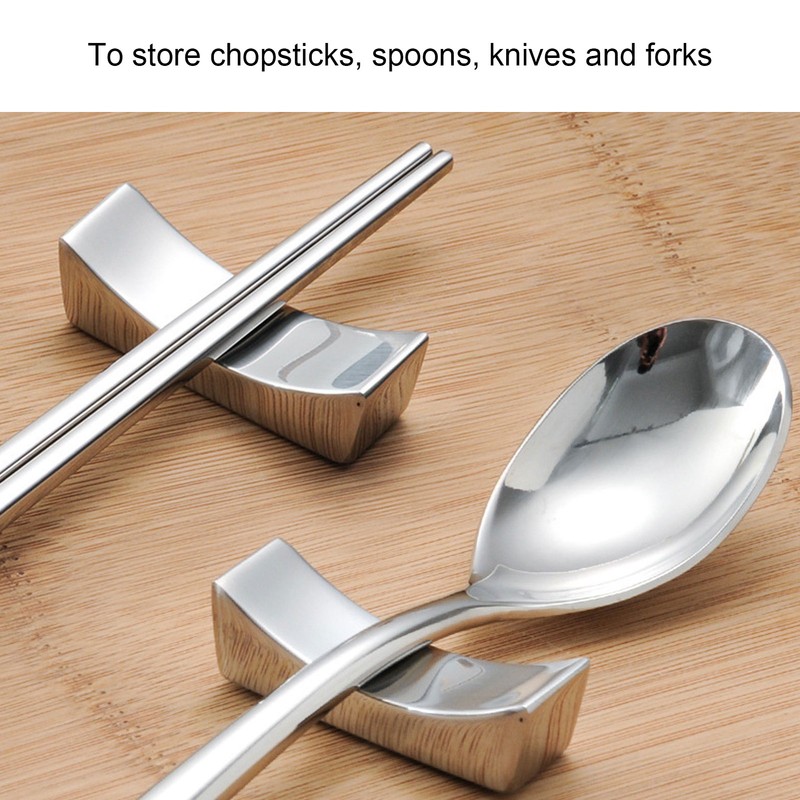 4Pcs Stainless Steel Chopstick Rest Boat Shape Chopstick Spoon Knife