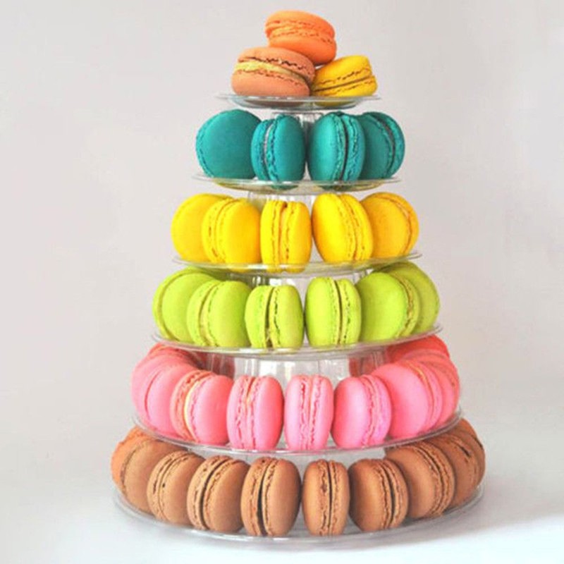 6 Tier Round Macaron Tower Cupcake Stand ，Clear Acrylic Display