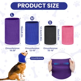 CIATBYYJ 4 Pcs 3 Size Dog Ear Muffs, Stretchy Hoodie for Dog, Non-Noise Dogs Ear Muffs, Cute Dogs Ears Covers for Neck Warmer Bath Grooming Drying Noise Protection(Small/Medium/Large)