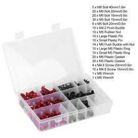 223-Piece Universal Motorcycle Fairing Screws Kit, M5 M6 Motorcycle Windscreen Screws, Fasteners, Washers, Nuts, Screws, Assortment Kit (Red)