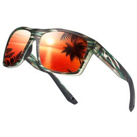 Polarized Sunglasses for Men and Women Anti UV Protection Square Sports Sunglasses Men for Cycling Fishing Driving 82930（Camouflage Red）