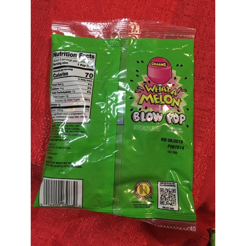 Charms 2 Bags Of WATERMELON CHARMS BLOW POPS CANDY LOLLIPOPS