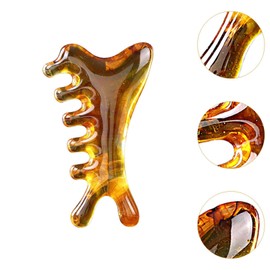MagiDeal Resin Massage Comb Facial Massager Practical Gift, Smooth for Women Men Guasha Scraping Scalp Comb Handheld Head Massage Tool, Brown