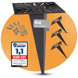 SSC-LUXon Hauki Universal Ground Spike for Garden Lights, Sockets, Path Lights, Garden Lamps - Ground Anchor, Ground Anchor, Garden Fixing Including Screws and Accessories, Pack of 4