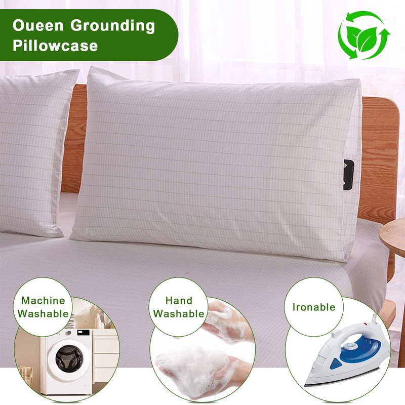 ConBlom Earthing Grounding Pillowcase with 5m UK Plug Cord, Regular