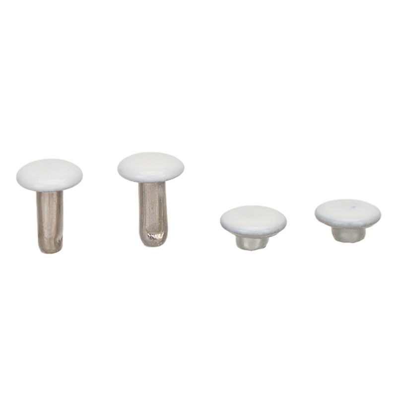 500 Sets Leather Rivets 6x8mm Iron White Round DIY Plating