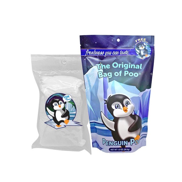The Original Bag of Poo, Penguin Poop (White Cotton Candy) for Novelty Poop Gag Gifts