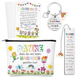 Tenare Set of 5 Thank You Gifts for Teachers' Day, Educator Keyrings with Engraving, Metal Bookmark, Teacher, Cosmetic Bag, Thank You Card with Envelope for Farewell Graduation (Educator)