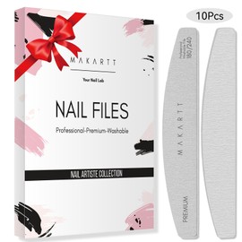 Makartt Nail Files: 180/240 Grit Emery Boards for Nails, 10pcs Professional Dual-Sided Fingernail Files for Natural Nails Prep & Buffing, Reusable Nail Care Manicure Set for Salon & Home Use