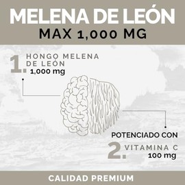 Oby Melena de Leon 1000mg Max Potenciado con Vitamina C 120 Capsulas | Melena de Leon Capsulas | Hongo Melena de Leon