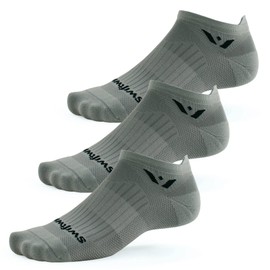 Swiftwick- ASPIRE ZERO Tab (3 Pairs) Running Socks, Cycling Socks, Firm Support (Pewter, Medium)