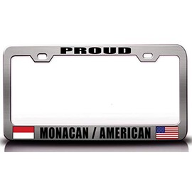 Custom Brother - Proud Monacan American Nationality Patriotic Metal Car SUV Truck License Plate Frame Ch k18