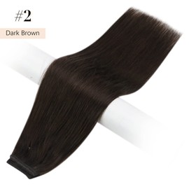 fshine Wire Hair Extensions Real Human Hair 12 Inch 70g Darkest Brown Fish Line Remy Hair Extensions Invisible Straight Hairpiece for Women