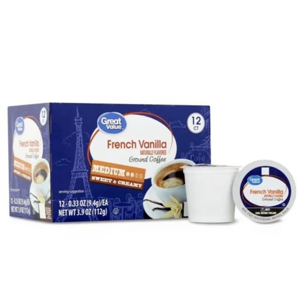 Great Value 100% Arbica French Vanilla Medium Roast Mix K-Cups 12 Count