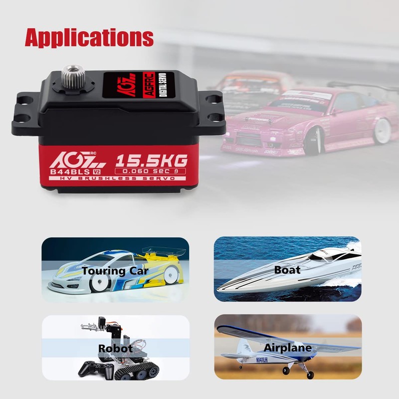 AGFRC 15.5KG Low-Profile High-Torque Steering-Servo - Brushless Digital Metal Gear