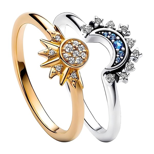 xlwen Sun and Moon Ring Set, 1 Pair Sun and