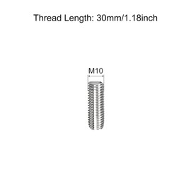 TOP-VIGOR 15Pcs M10-1.5 x 30mm Length Fully Threaded Rod, 304 Stainless Steel Right Hand Threads Rods, Fully Studding Rod Bar for Anchor Bolts, Clamps, Hangers and U-Bolts